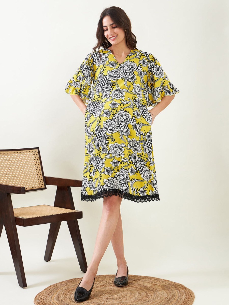 Women The Kaftan Company | Women'S Cotton Dress - The Kaftan Company Yellow