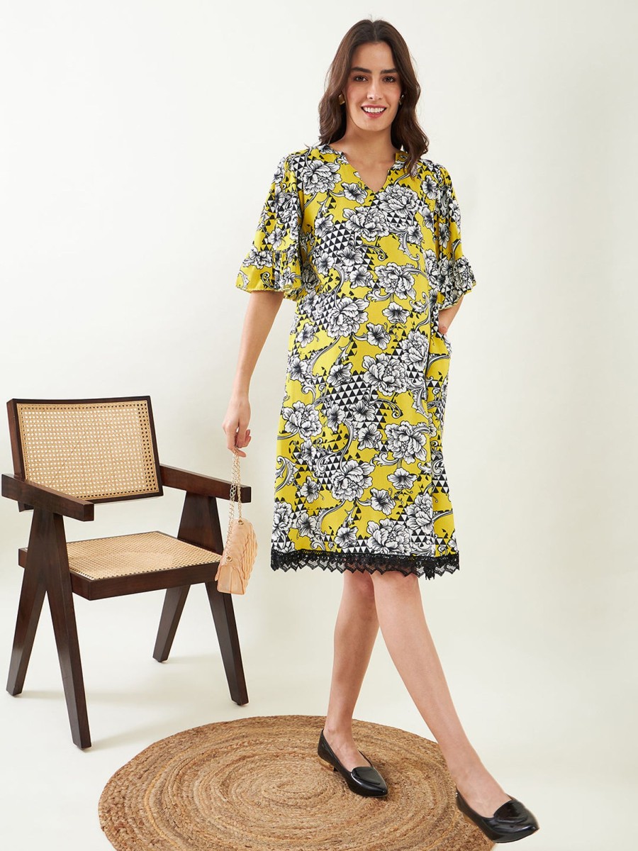 Women The Kaftan Company | Women'S Cotton Dress - The Kaftan Company Yellow