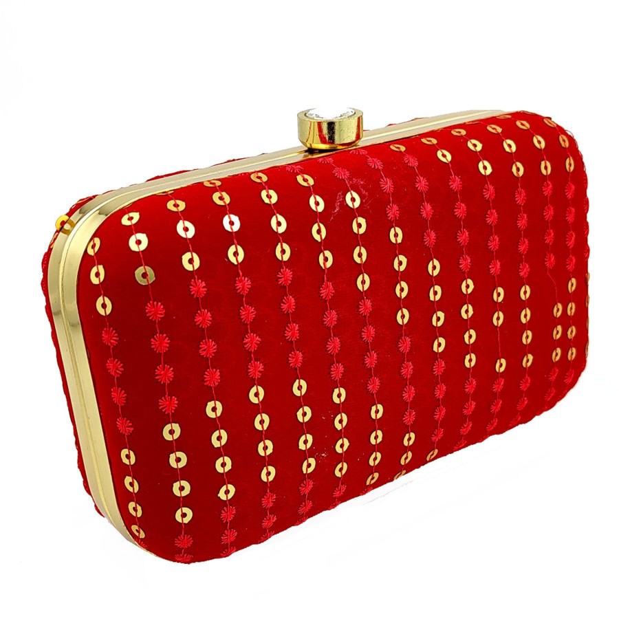 Others VASTANS | Women'S Red Color Ethnique Evening Clutch Bag - Vastans