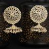 Jewellery Priyaasi | Women'S White Beaded Plated Jhumkas - Priyaasi Gold