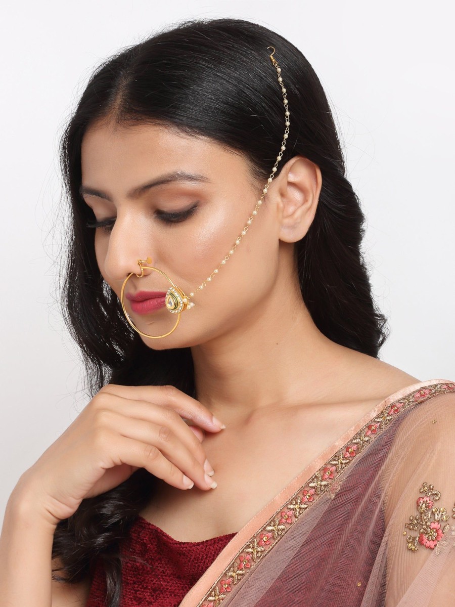 Jewellery Ruby Raang | Maharani Kundan Nose Ring By Ruby Raang