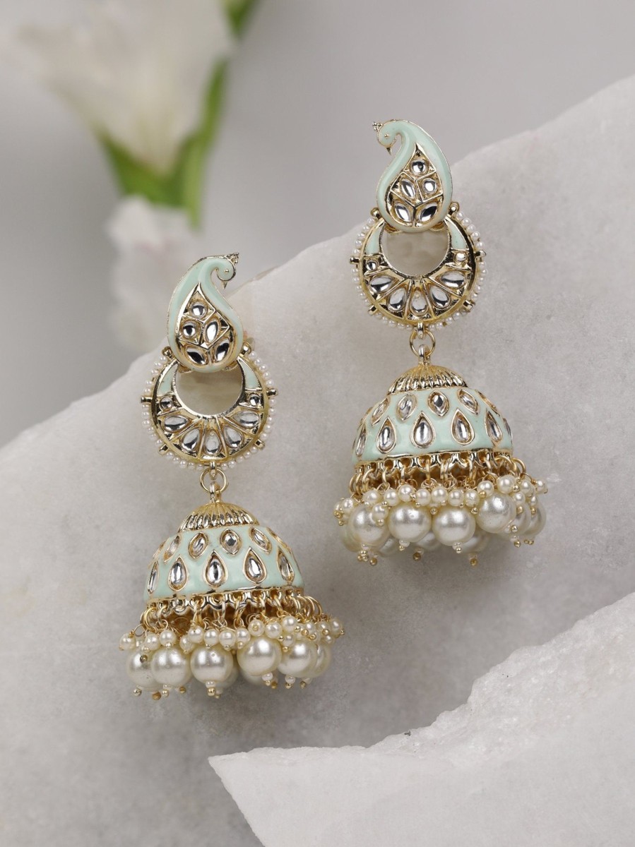 Jewellery Priyaasi | Women'S Kundan Studded And Beaded Jhumka Earring - Priyaasi