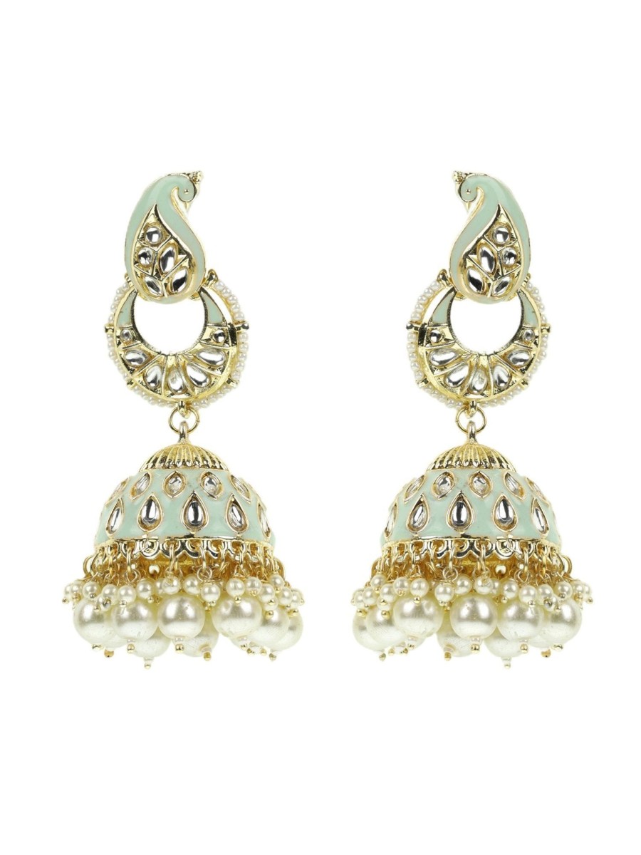 Jewellery Priyaasi | Women'S Kundan Studded And Beaded Jhumka Earring - Priyaasi