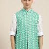 Men Sojanya | Men'S Silk Blend Rama Embroidered Only Nehrujacket - Sojanya Green