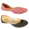 Others Desi Colour | Women'S Multicolour Combo Of 2 Pair Of Embroidered Indian Handcrafted Ethnic Comfort Footwear - Desi Colour