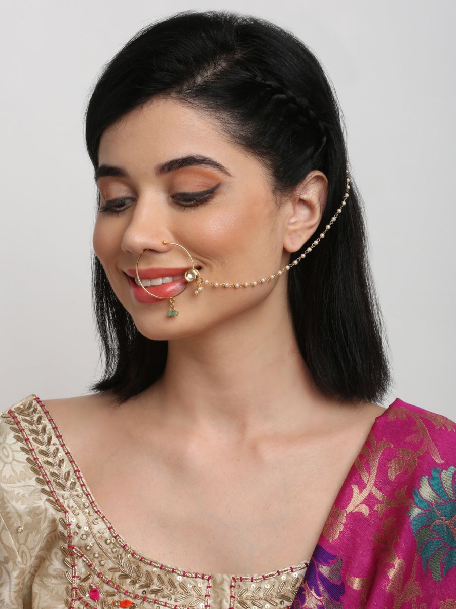 Jewellery Ruby Raang | Kundan Nose Ring U0026 Nath For Women By Ruby Raang