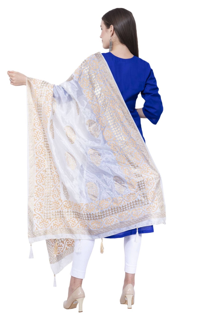 Women AR Silks | A R Silk Color Silk Pahadi Silk Dupattas And Chunnis White