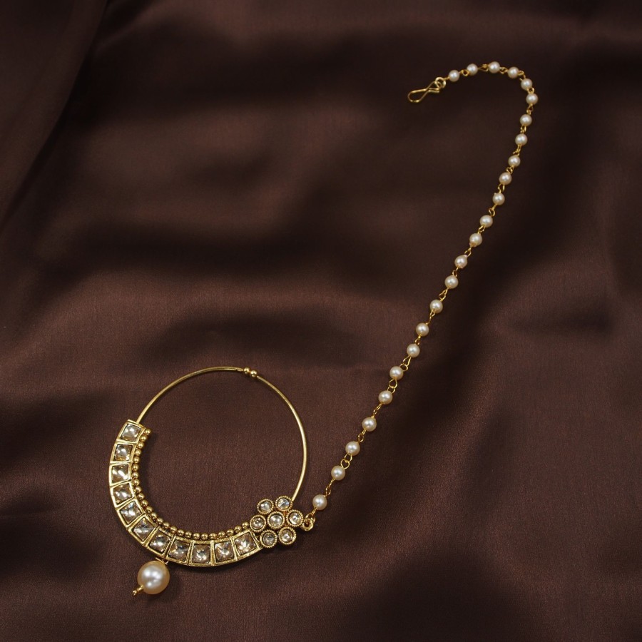 Jewellery I Jewels | Pearly Nose Ring Nath Indian Jewelry By I Jewels