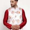 Men Virat Fashions | Men'S White Printed Nehru Jacket ( Jowc 4014White ) - Virat Fashions