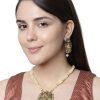 Jewellery Anikas Creation | Antique Matte Gold Finish Meenakari Pearl Temple Jewellery - Anikas Creation Multicolor