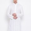 Men Vastramay | Men'S White Pure Cotton Chikankari Kurta - Vastramay