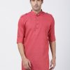 Men Vastramay | Men'S Maroon Cotton Kurta - Vastramay