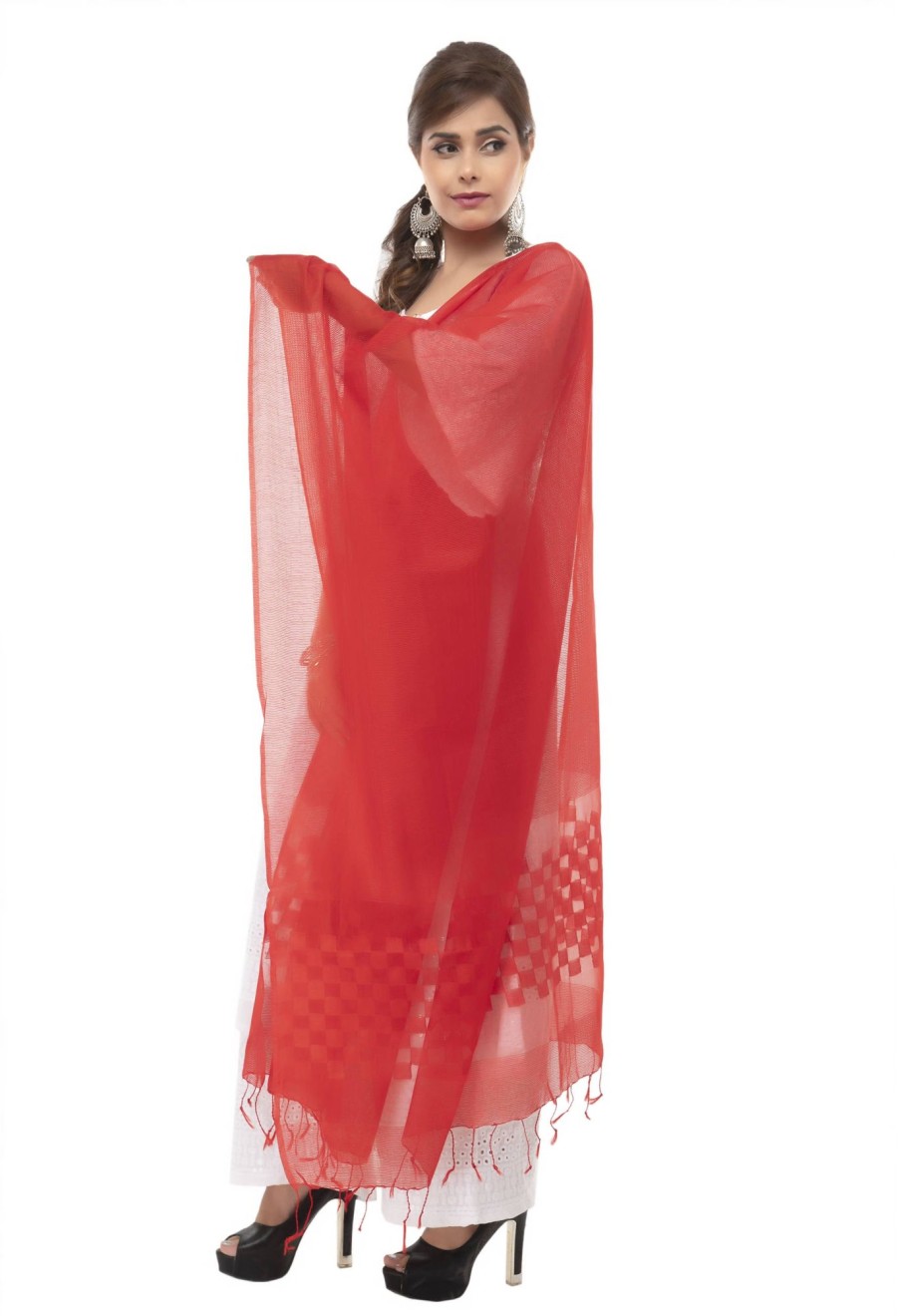 Women Moeza | Women'S Buta Square Cutt Dupatta U0026 Chunni Mfd0011 - Moeza Red