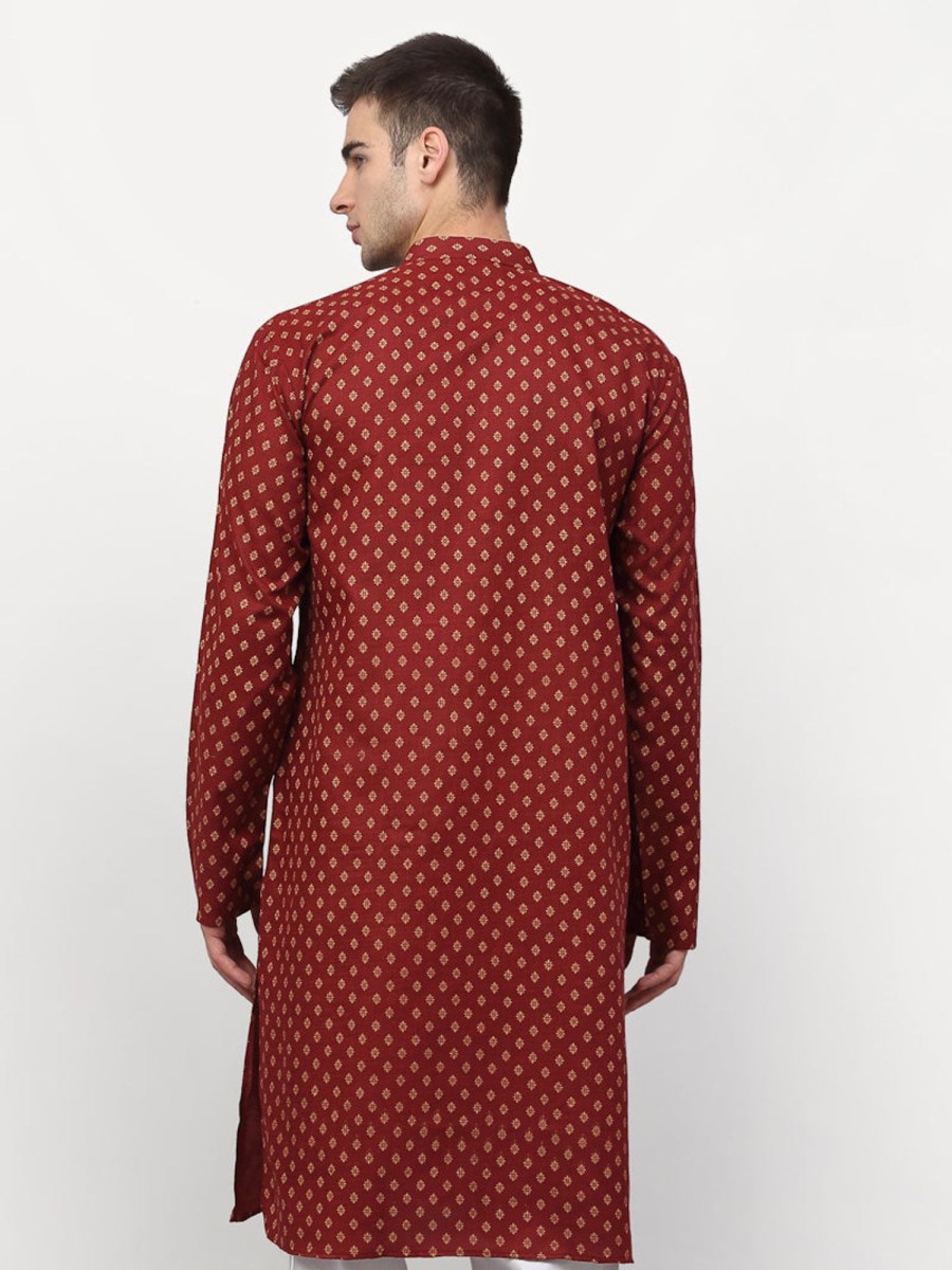 Men Virat Fashions | Men'S Maroon Printed Kurta Only ( Ko 627 Maroon ) - Virat Fashions