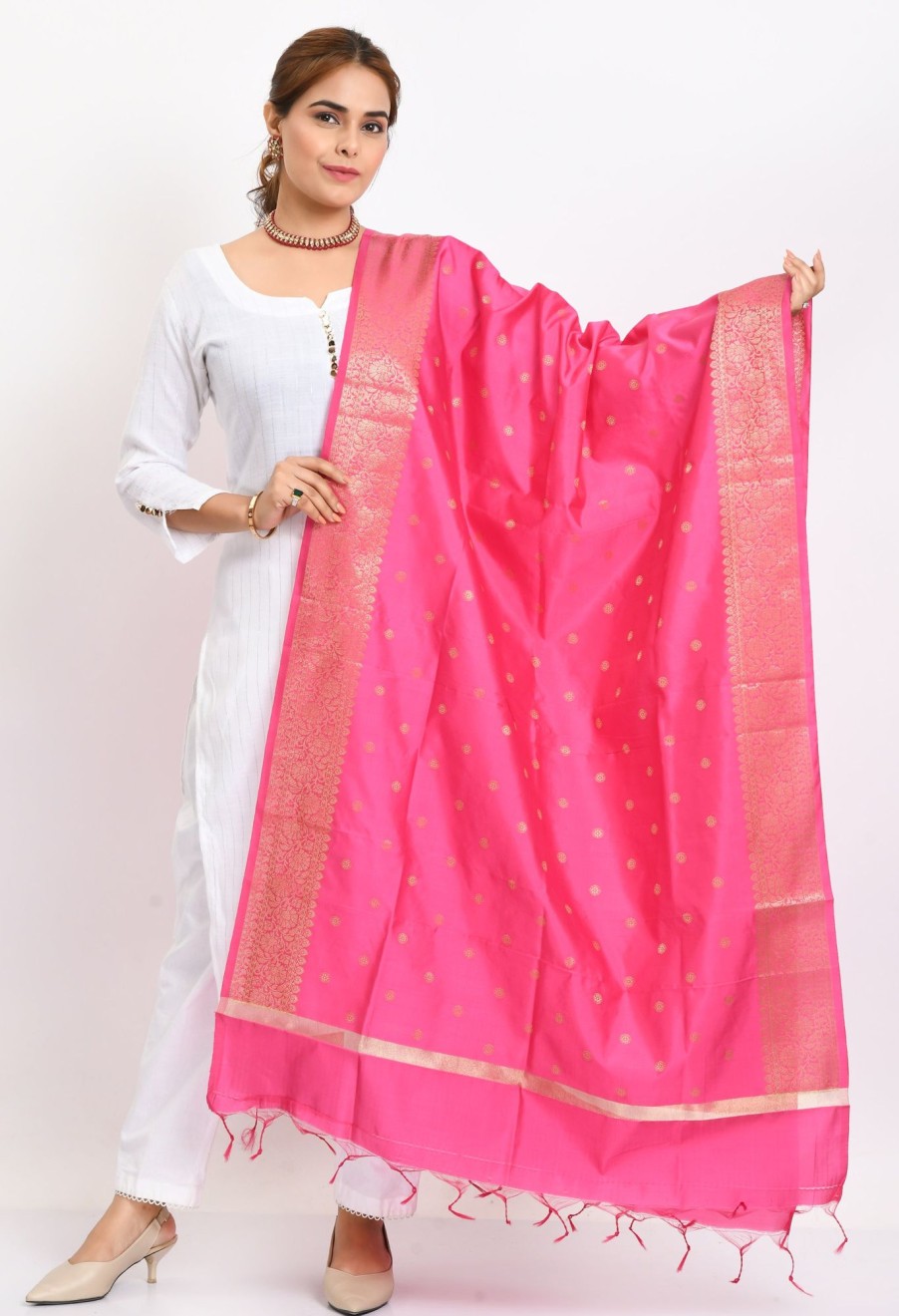 Women Moeza | Women'S Banarsi Silk Woven Design Dupatta - Moeza Pink