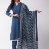 Women InWeave | Women'S Blue Floral Cotton Dupattas - Inweave