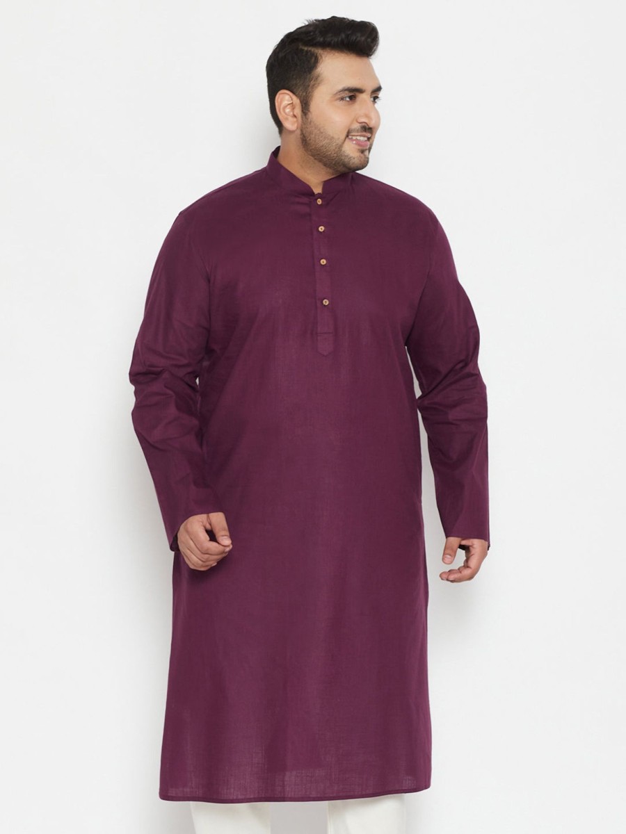 Men Vastramay | Men'S Plus Cotton Blend Kurta - Vastramay Purple