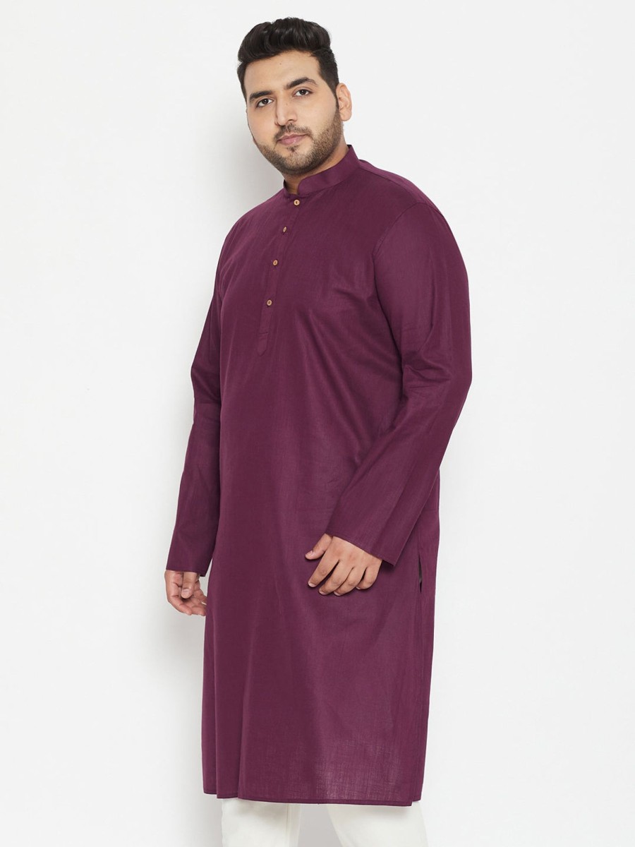 Men Vastramay | Men'S Plus Cotton Blend Kurta - Vastramay Purple