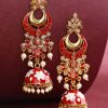 Jewellery Priyaasi | Women Golden Meenakari Jhumkas By Priyaasi (1 Pc Set)