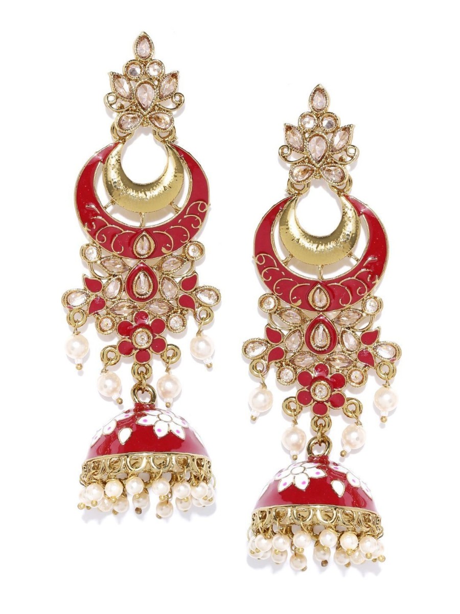 Jewellery Priyaasi | Women Golden Meenakari Jhumkas By Priyaasi (1 Pc Set)