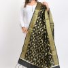 Women Moeza | Women'S Banarsi Silk Floral Woven Design Dupatta - Moeza Black