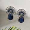 Jewellery Priyaasi | Women'S Royal Azure - Blue American Diamond Silver Plated Drop Earring - Priyaasi