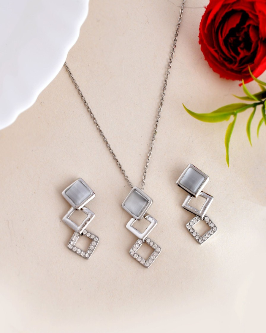 Jewellery VOJ | Women'S Stainless Steel Jewellery Set - Voj Silver