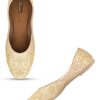 Others Desi Colour | Women'S Golden Embroidered Indian Handcrafted Ethnic Comfort Footwear - Desi Colour