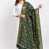 Women Moeza | Women'S Banarsi Silk Floral Woven Design Bottle Dupatta - Moeza Green