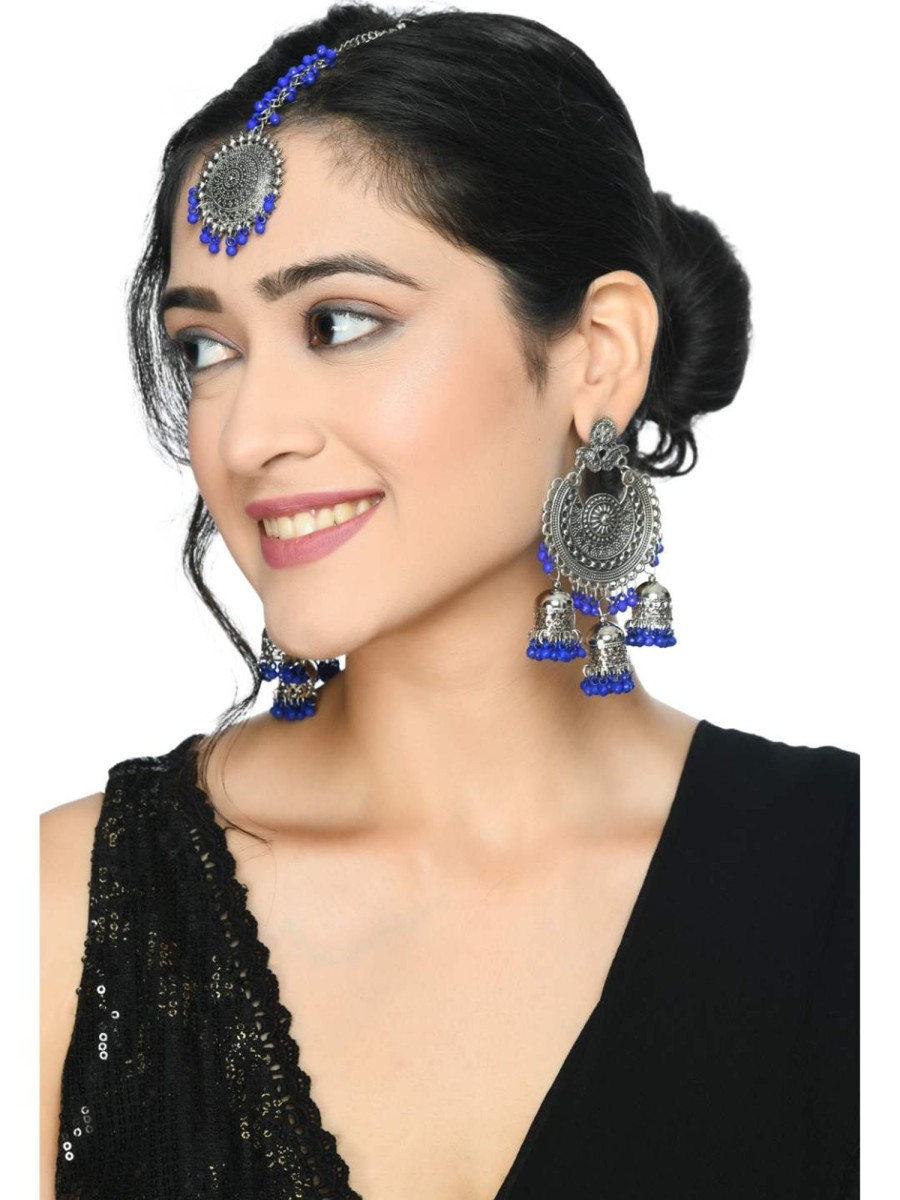 Jewellery Kamal Johar | Johar Kamal Treditional Jhumkas With Maang Tikka Earrings Jker_073