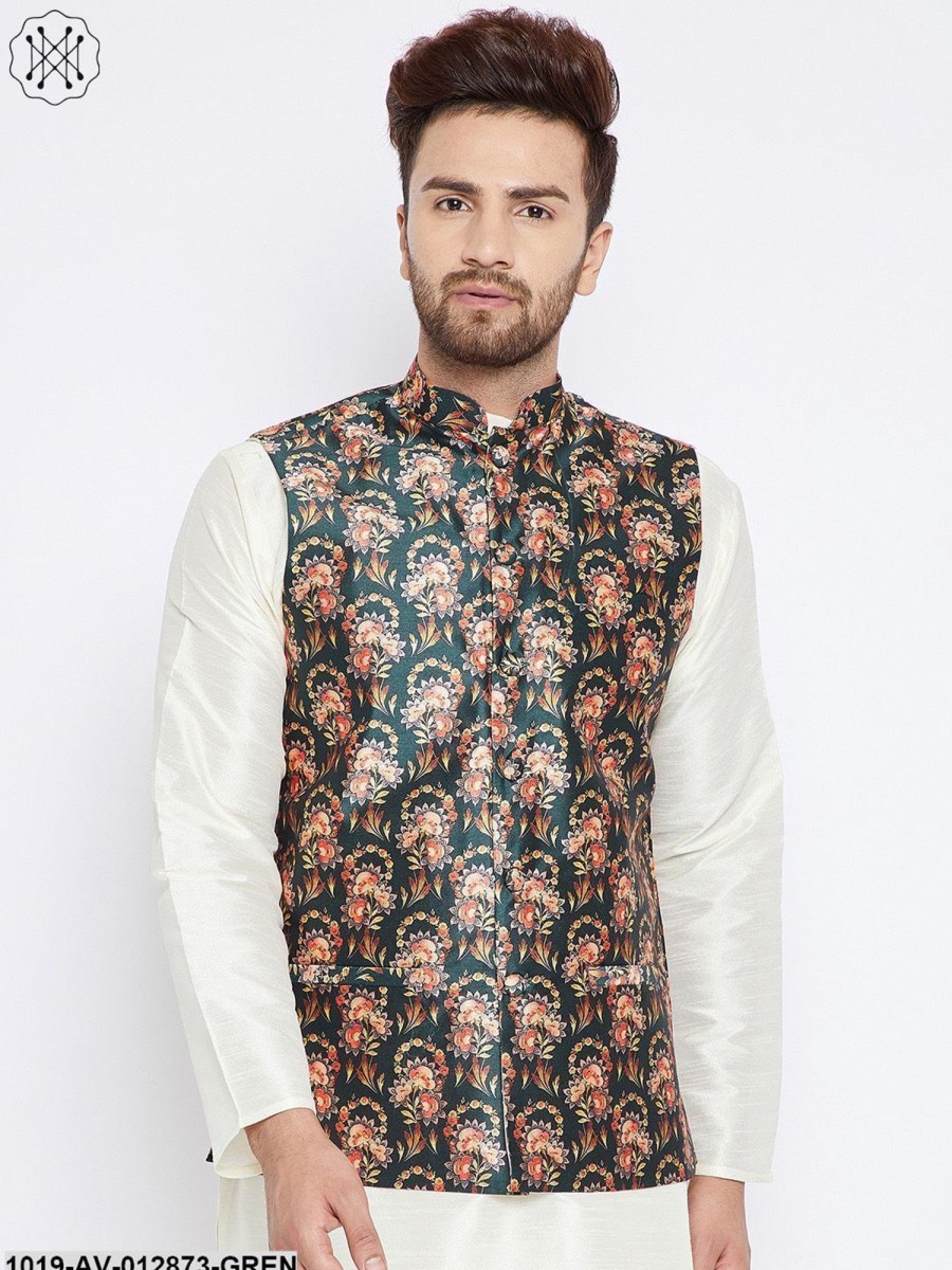 Men Sojanya | Men'S Olivegreen Nehru Jacket - Sojanya