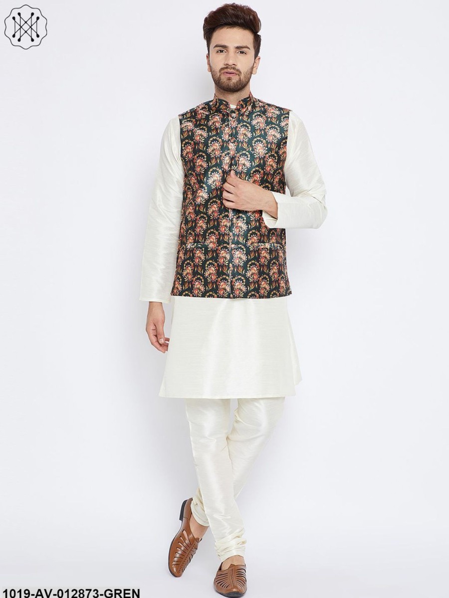 Men Sojanya | Men'S Olivegreen Nehru Jacket - Sojanya