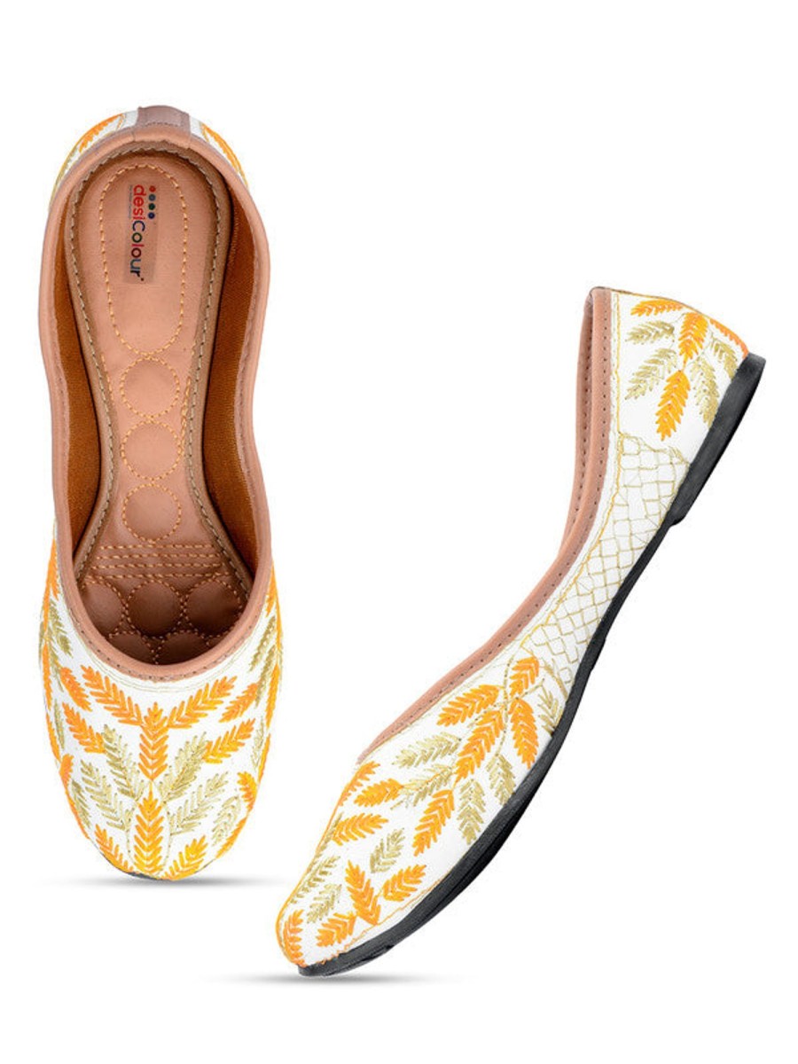 Others Desi Colour | Women'S Yellow Embroidered Indian Handcrafted Ethnic Comfort Footwear - Desi Colour