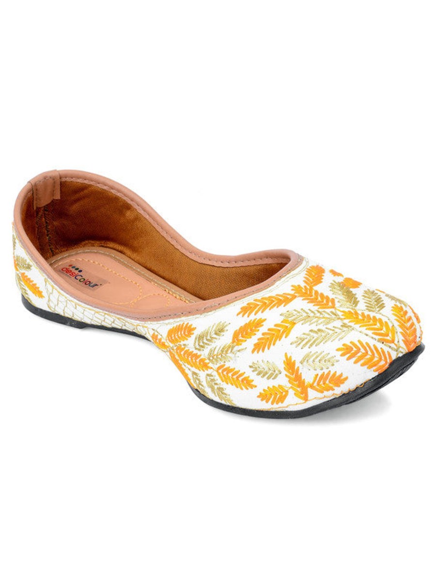 Others Desi Colour | Women'S Yellow Embroidered Indian Handcrafted Ethnic Comfort Footwear - Desi Colour