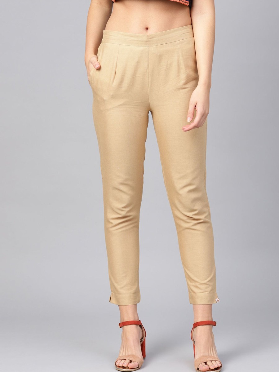 Women Juniper | Women'S Gold Flex Solid Slim Fit Pant/Slim Pant - Juniper Cotton