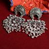 Jewellery Tehzeeb | Women'S Oxidised Earrings With Kundan And Ghunghru - Tehzeeb