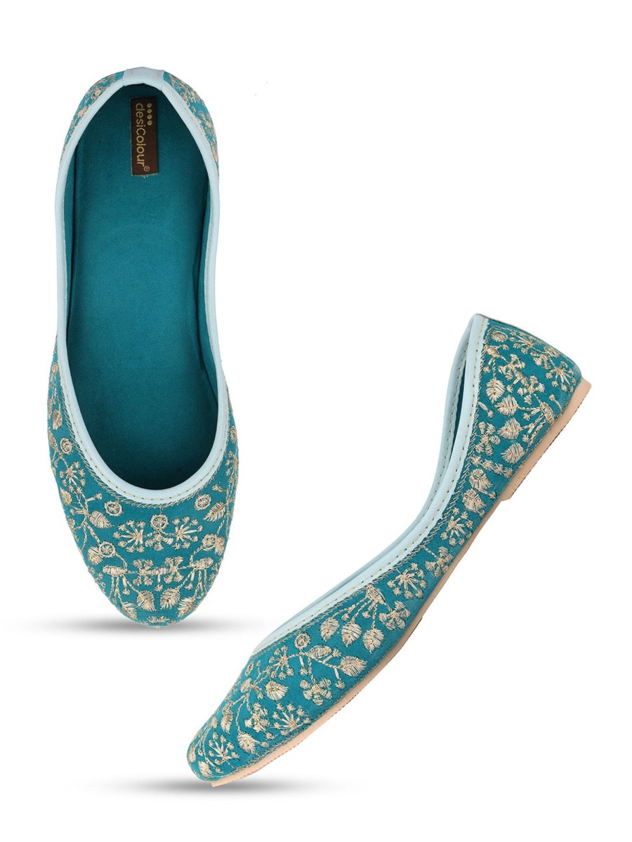 Others Desi Colour | Women'S Boutique Work Indian Ethnic Comfort Footwear - Desi Colour Green