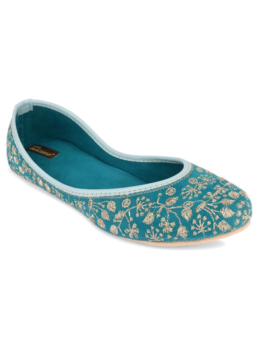 Others Desi Colour | Women'S Boutique Work Indian Ethnic Comfort Footwear - Desi Colour Green