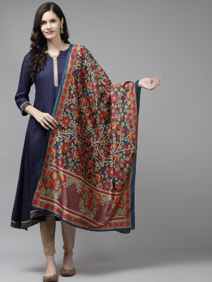 Women Yufta | Women'S Silk Digital Print Dupatta - Yufta Blue