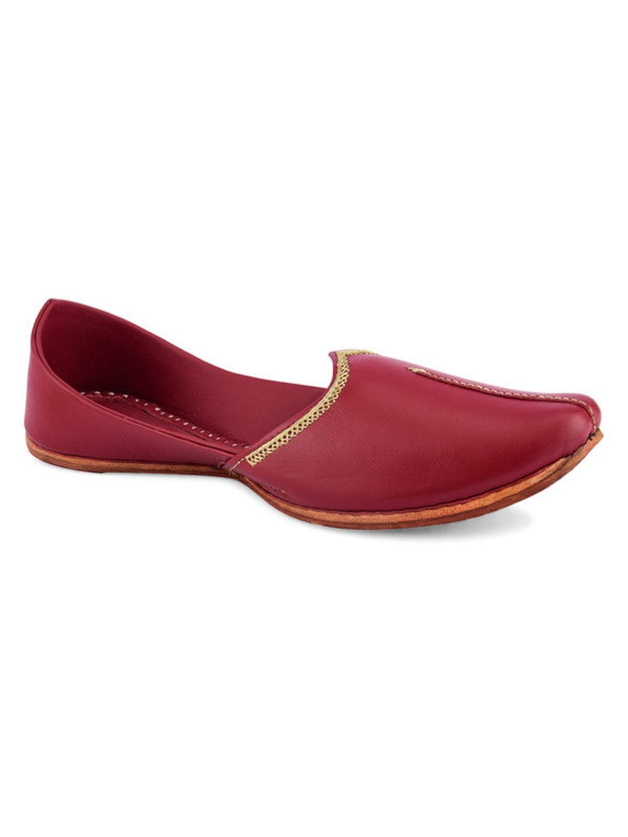 Others Desi Colour | Men'S Indian Ethnic Handrafted Red Premium Leather Footwear - Desi Colour