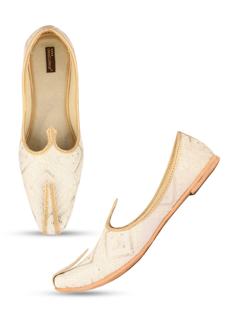 Others Desi Colour | Men'S Indian Ethnic Party Wear Footwear - Desi Colour Off White