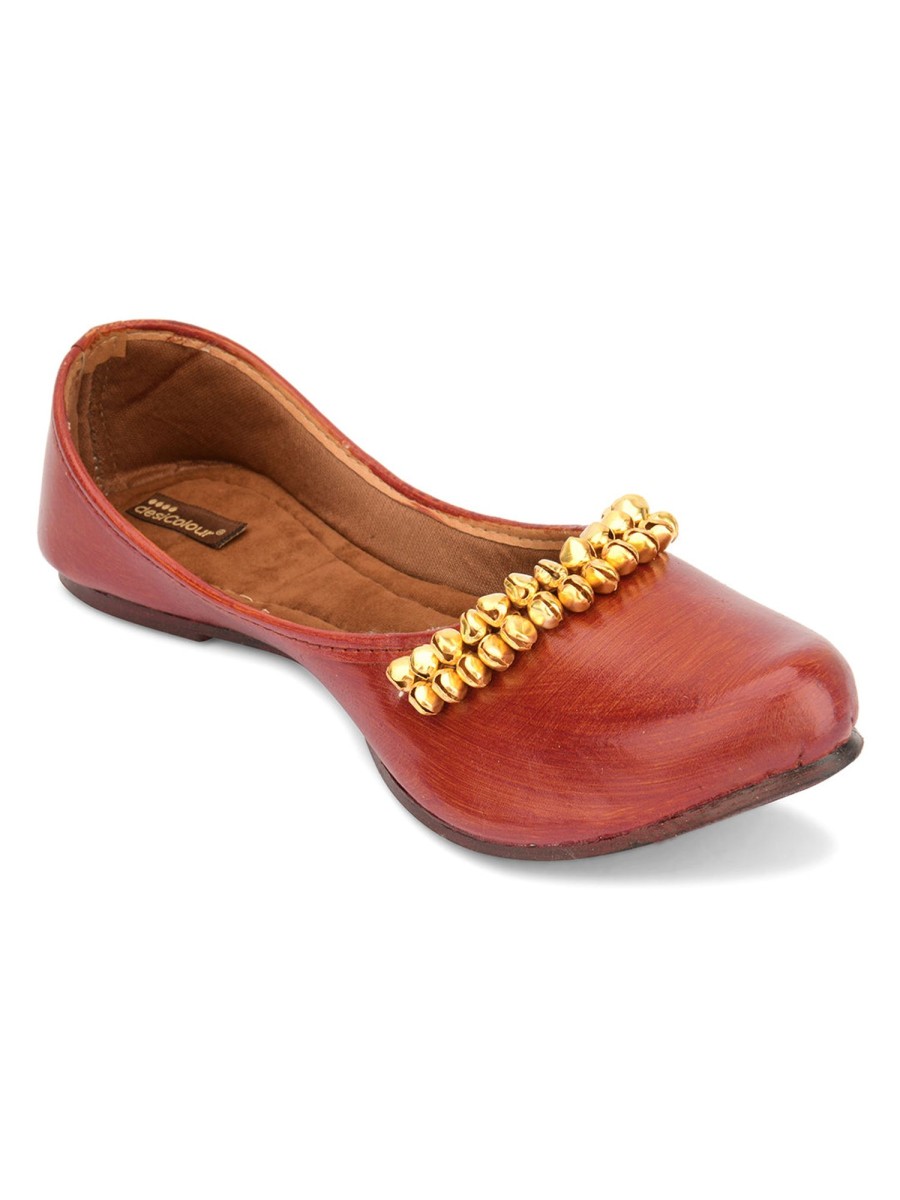 Others Desi Colour | Women'S Ghungroo Indian Ethnic Comfort Footwear - Desi Colour Brown