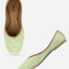 Others Desi Colour | Women'S Sea Green Hand Embroidered Indian Handcrafted Ethnic Comfort Footwear - Desi Colour