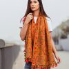 Women MESMORA FASHION | Women'S Mono Orange Woollen Embroidered Khadi Muffler - Mesmora Fashion