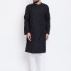 Men Even Apparels | Men'S Solid Linen Kurta - Even Apparels Black