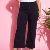 Women SASSAFRAS | Women'S Acid Wash Denim Bell Bottom Jeans - Sassafras Black