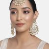 Jewellery I Jewels | Women'S Traditional Gold Plated Chandbali Kundan U0026 Pearl Earring Set With Maang Tikka - I Jewels