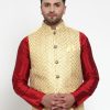 Men Virat Fashions | Men'S Yellow Embroidered Nehru Jacket ( Jowc 4016Yellow ) - Virat Fashions