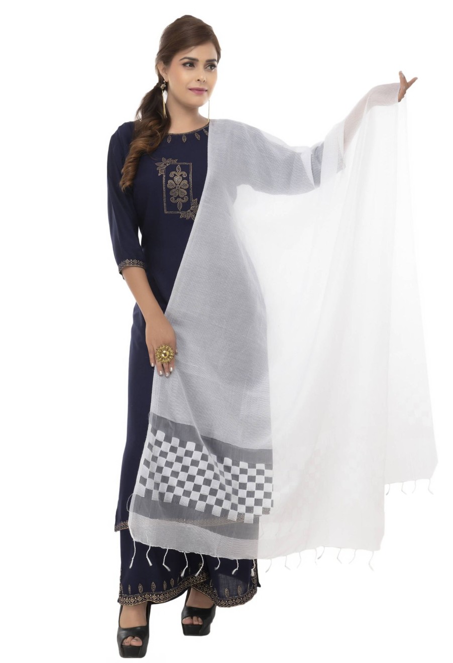 Women Moeza | Women'S Buta Square Cutt White Dupatta U0026 Chunni Mfd0007 - Moeza White Color