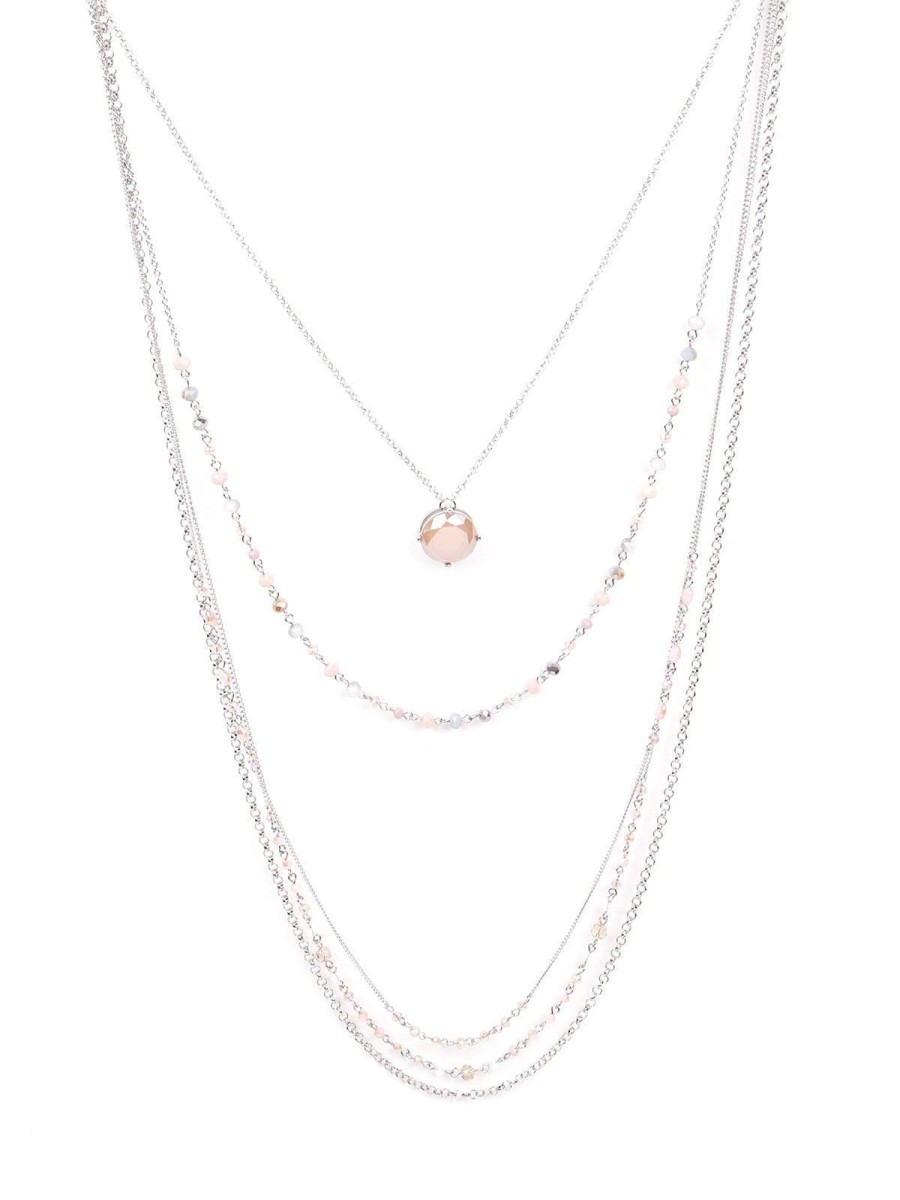 Jewellery Odette1 | Women'S Elegant Multilayered Soft Pink Necklace - Odette